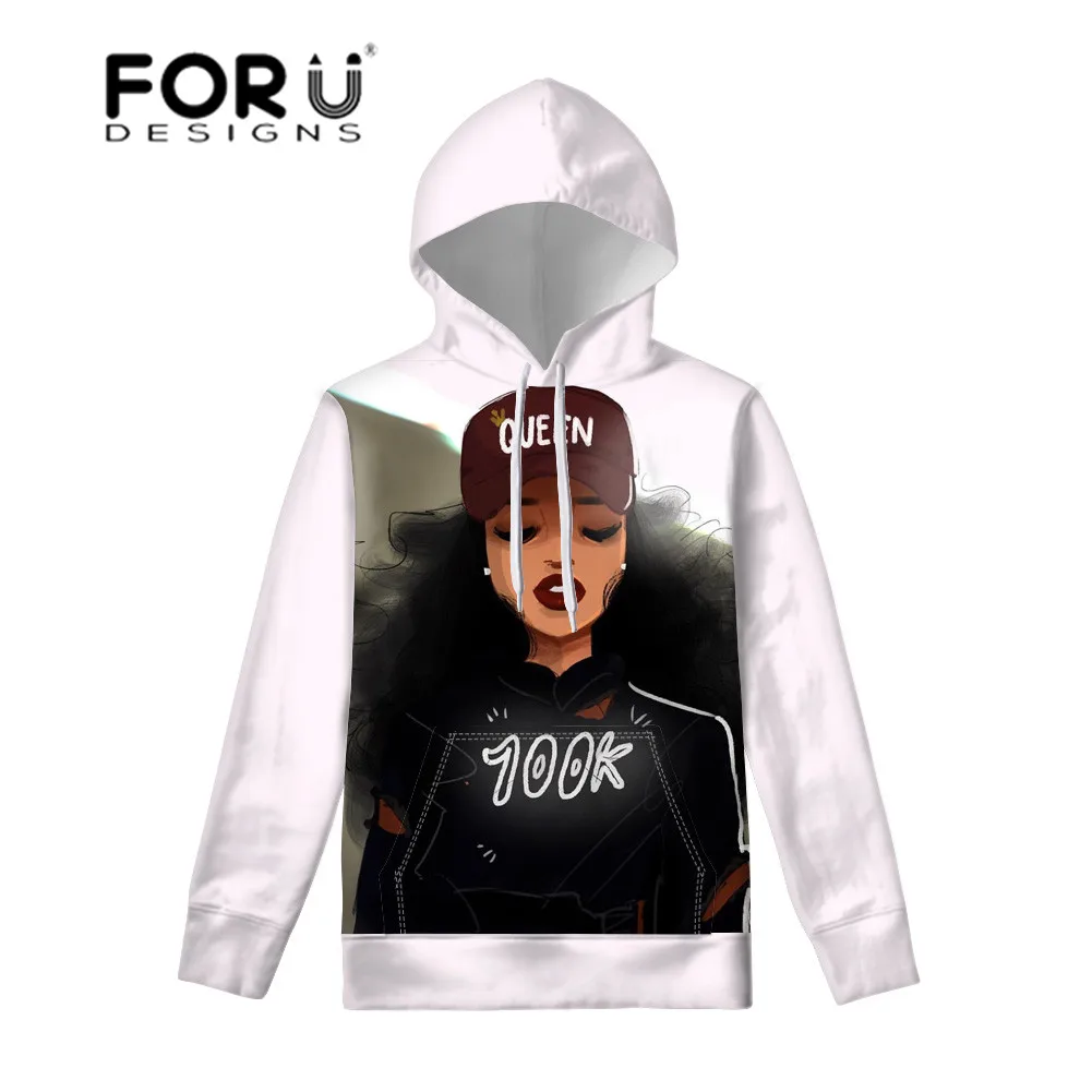 FORUDESIGNS, женские осенние толстовки, черные, для девушек, волшебная африканская толстовка с капюшоном, для девушек, тонкие пуловеры для женщин, с круглым вырезом, топы с капюшоном - Цвет: YQ4066Z72