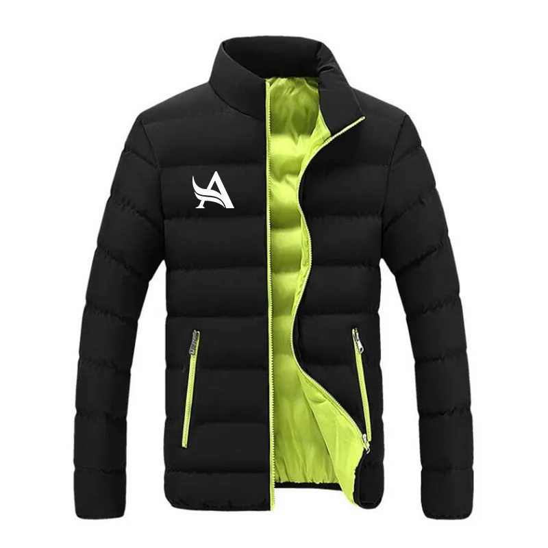 Black Green Брендовые зимние мужские парки, пальто, новые мужские повседневные модные парки, Мужские Простые Белые парки с капюшоном и буквенным принтом, куртки, одежда - Цвет: Black Green