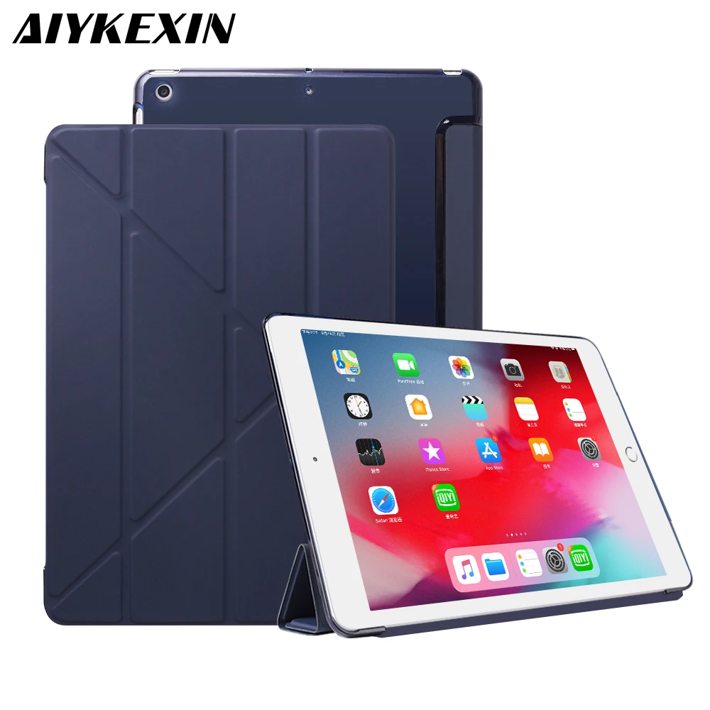 

AIYKEXIN TPU Soft Smart Case For Ipad 10.2 Multi-fold Stand PU Leather Auto Wake up/sleep Cover for iPad A2197 A2198 A2200