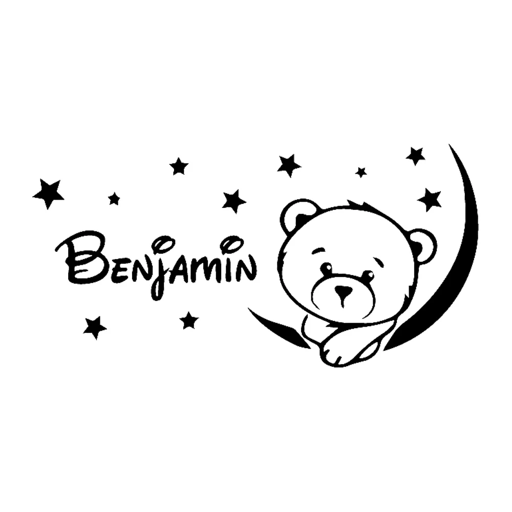 Bear Wall Stickers Nursery Personalized Kids Name Home Decoration Wall Decals for Child Baby Room Vinyl Paper Y450