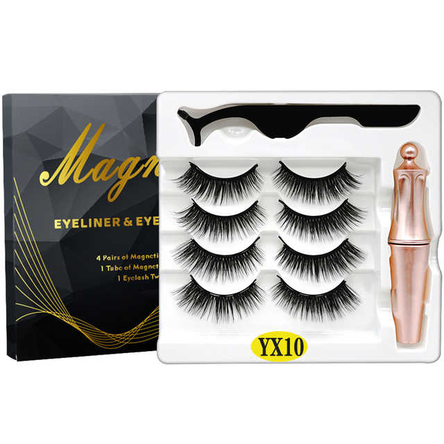 8PCS 2022 New 5 Magnet Magnetic Eyeliner 3D Kit Mink Eyelashes Natural with False Lashes with Tweezers
