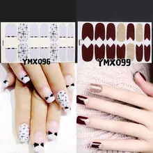 14 наконечников клей для накладных ногтей стикер DIY маникюр Снежинка Блестящий лак для ногтей с блестками полоски Обертывания Аксессуары