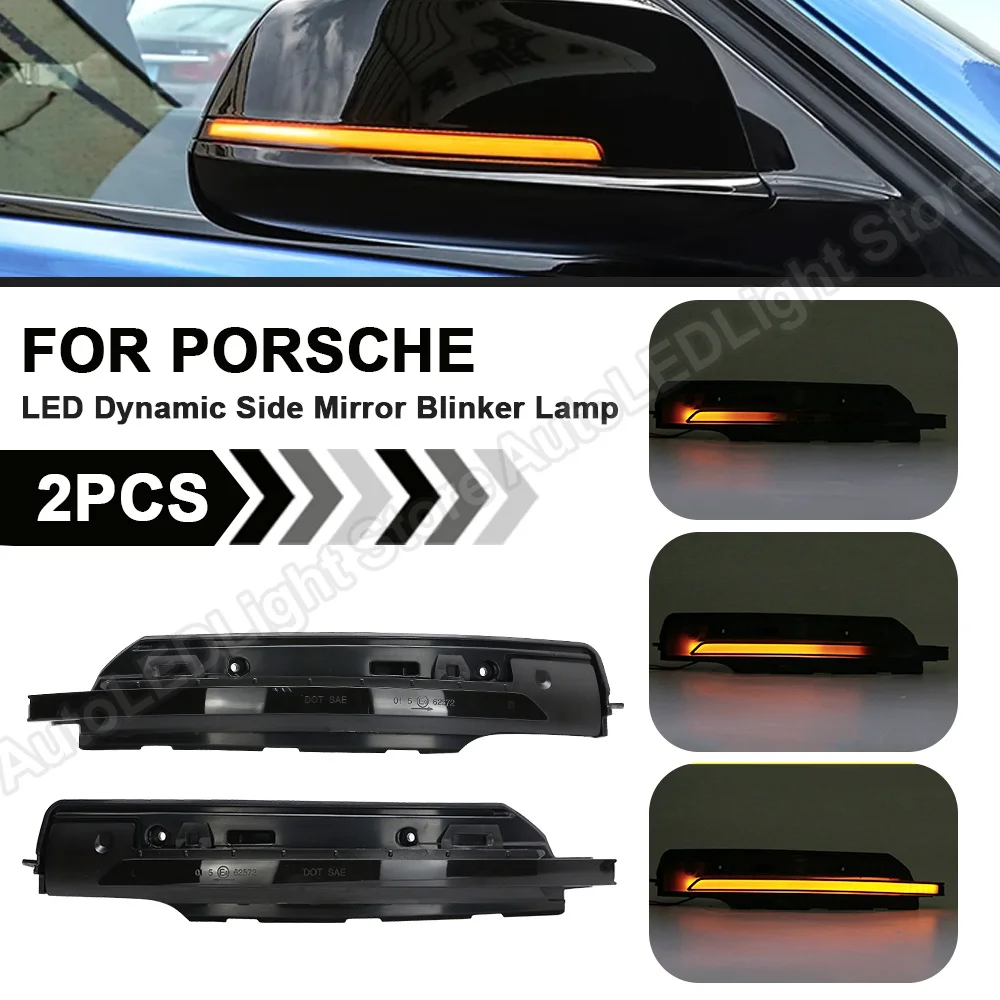 US $69.12 2Pcs For Porsche Macan 2014 2015 2016 2017 2018 2019 2020 Dynamic Sequential LED Side Mirror Blinker Light Turn Signal Lamp