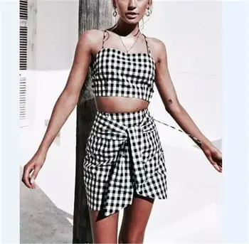 

Summer Women Sets Fashion Crop Top and Mini Skirt Outfits Women Two Pieces Sets