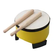 Yibuy желтый деревянный барабан с барабанной палкой Дети Orff детская музыкальная игрушка