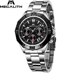 Relogio Masculino MEGALITH Часы мужские стальные спортивные водонепроницаемые часы для мужчин светящийся хронограф часы лучший бренд роскошные часы