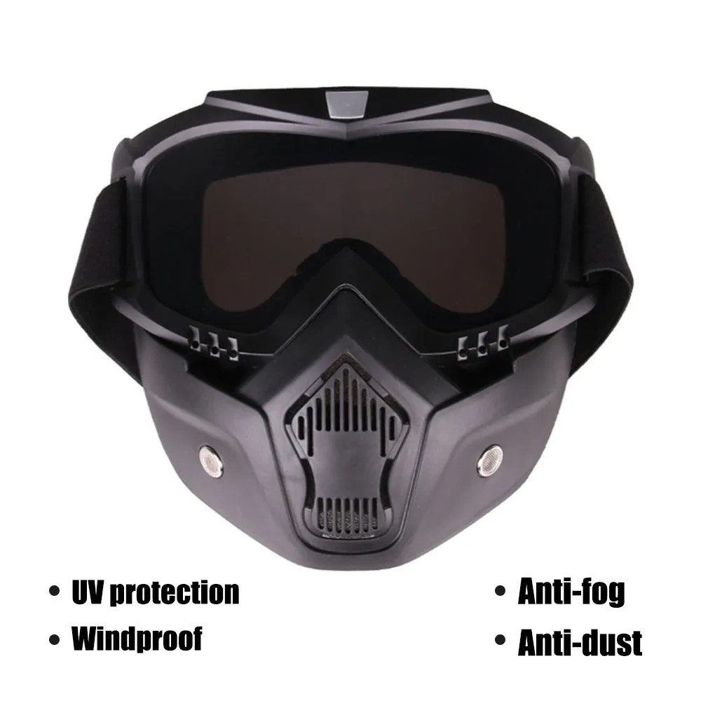 Наружные очки маска линзы с защитой от ультрафиолетовых лучей ветрозащитный мотоциклетный шлем езда Велоспорт очки со съемной лицевой маской