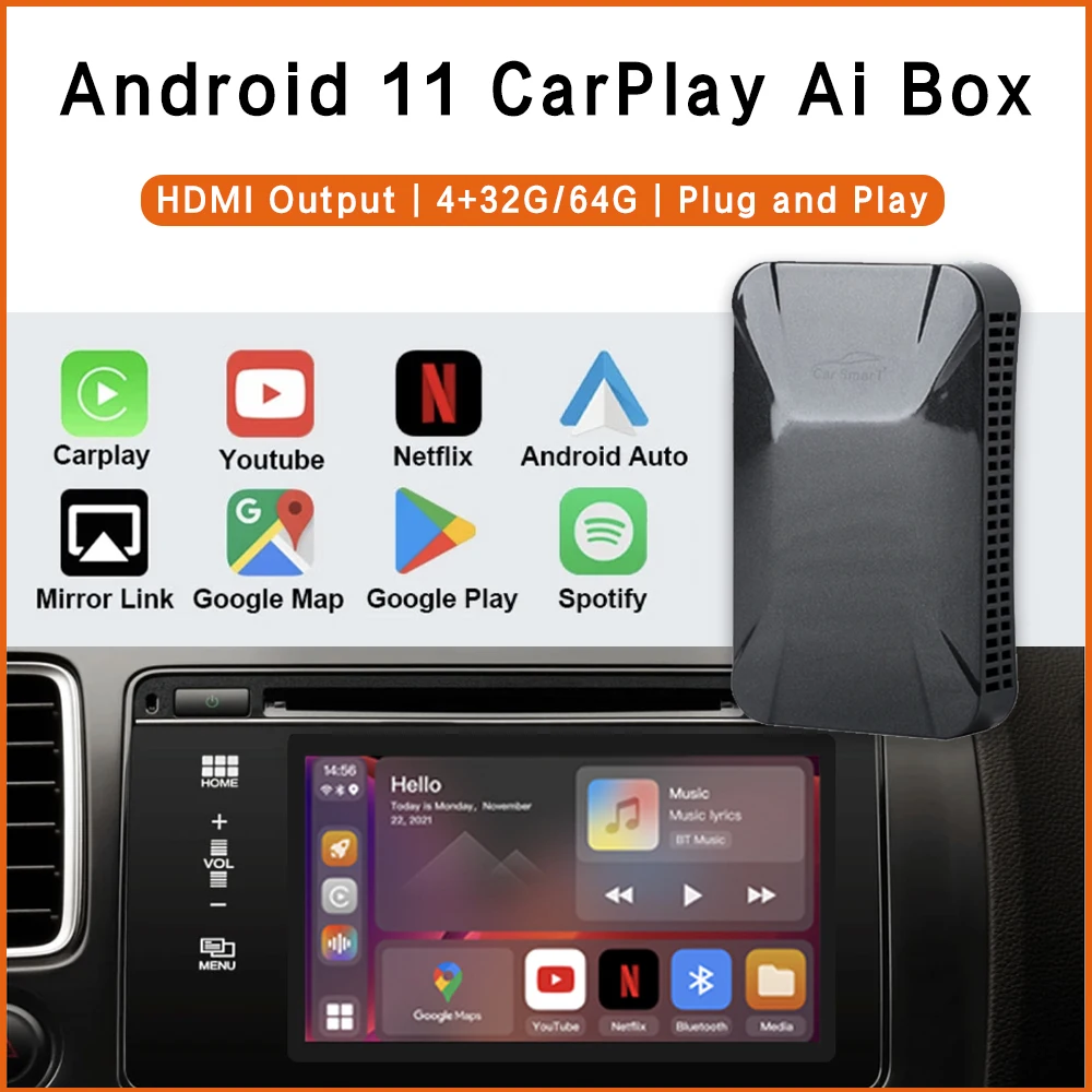 Новинка 2022 Carplay Android 11 беспроводной автомобильный мультимедийный плеер подключи