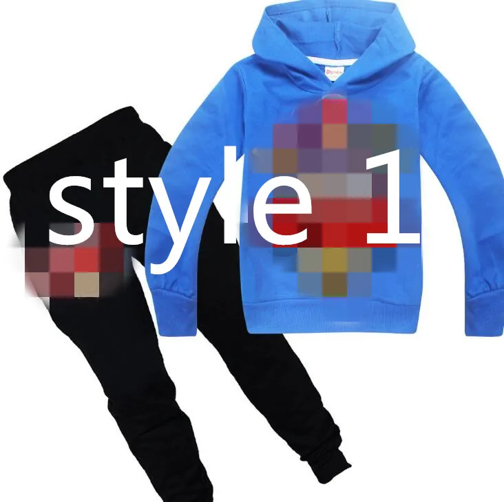 style 1 Лидер продаж, толстовка с капюшоном для мальчиков, топы и штаны, 4 цвета, комплект, костюм на Хэллоуин для детей, подарки, спортивный костюм для девочек - Цвет: style 1