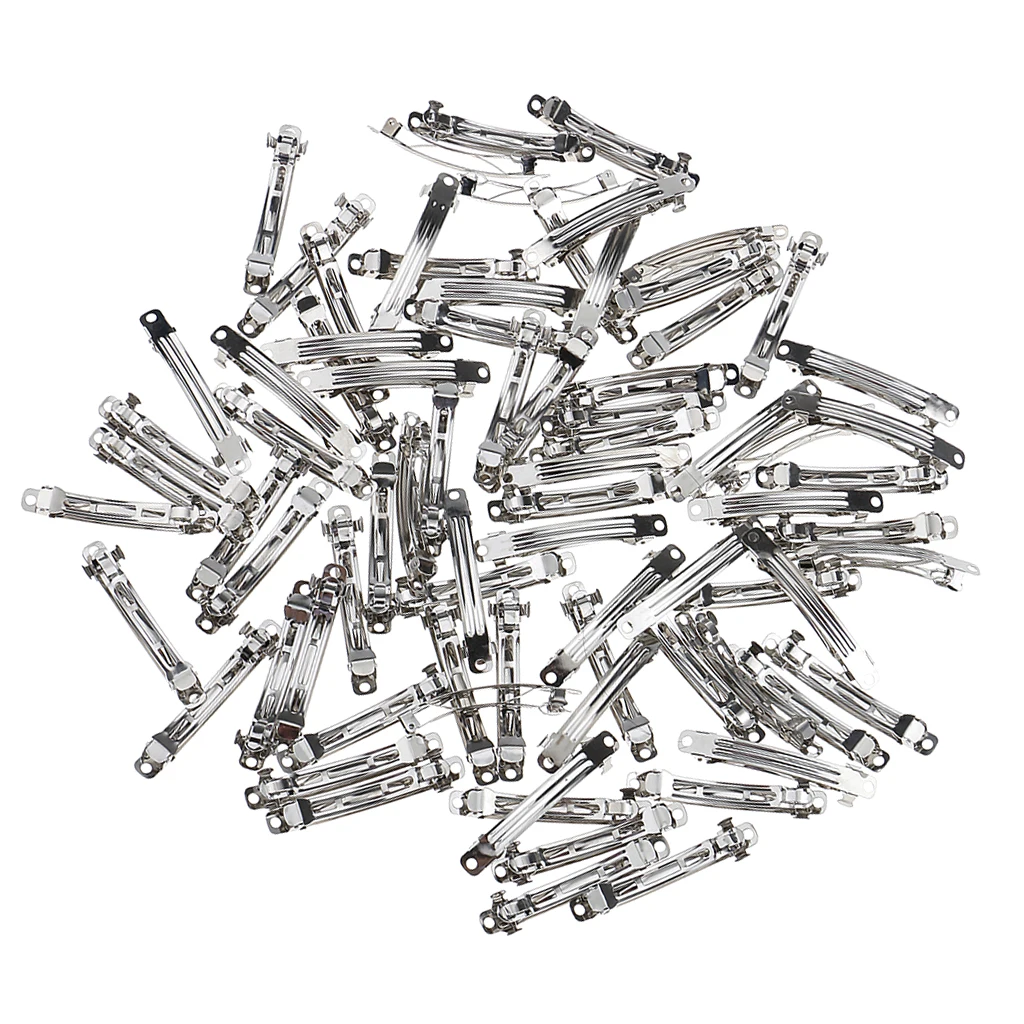 50x Metal Blank French Barrette Hair Clips For Headdress Hair Bow Jewelry Making