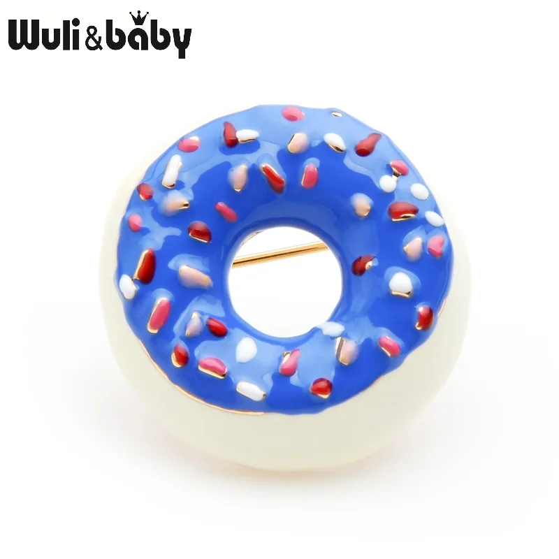 Wuli &amp baby розовая синяя белая эмаль пончики хлеб Броши для женщин милая любимая