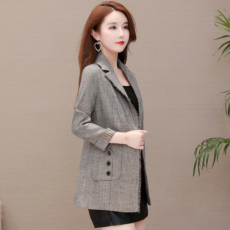 

Plaid Small Suit Coat Women's 2019 Early Autumn New Style Korean-style Slim Fit Short Leisure Suit Blouse