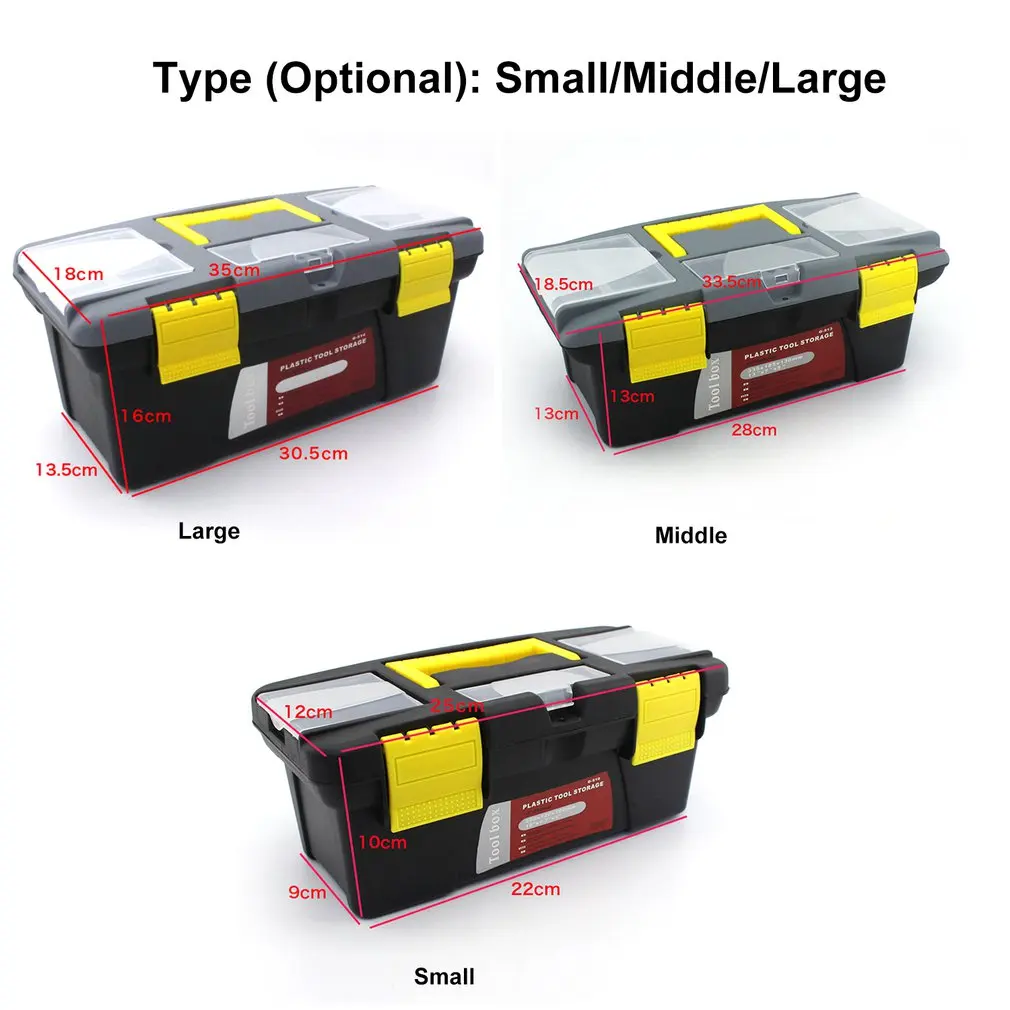 Portable S/M/L Size Plastic Hardware Toolbox Household Multifunction Maintenance Toolbox Car Storage Box Anti-fall Box