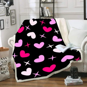 

Pink Love 3D Print Coral Fleece Blanket Cartoon Snake Paris Tower Sherpa Fleece Girl Home Blanket on Bed or Sofa Thick Blanket