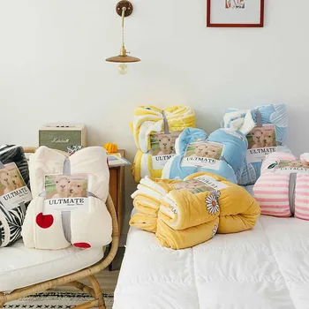 

Winter Warm Home Blanket Fleece Picnic Home Blanket Linens Camping Textile Bedding Quilt Bed