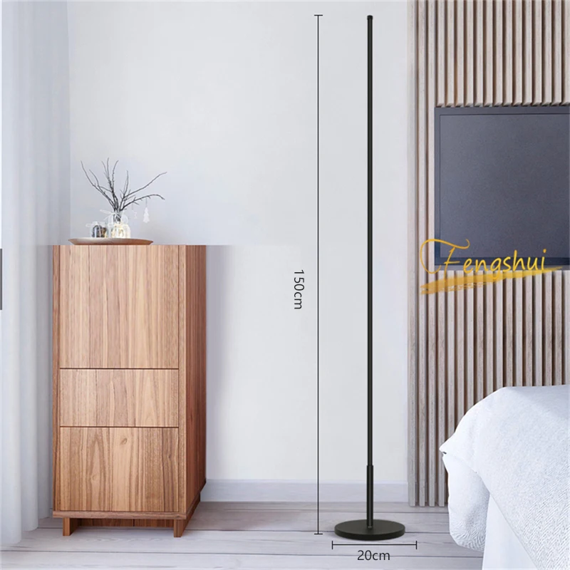 

Nordic Minimalist LED Floor Lamp Aluminum Art Standing Lighting for Living Room Black /White Lamp Body Dimmable Office Fixtures