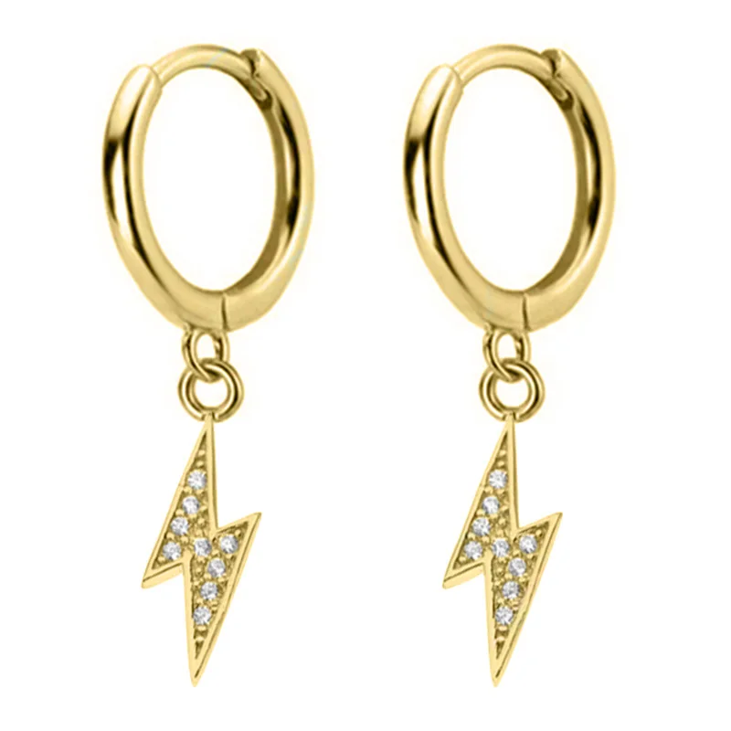 L Gold Новинка, маленькие 925 пробы, серебряные Подвесные серьги-гвоздики, серьги для женщин, молния, луна, глаз, животные, очаровательные маленькие серьги-гвоздики DA491 - Окраска металла: L Gold