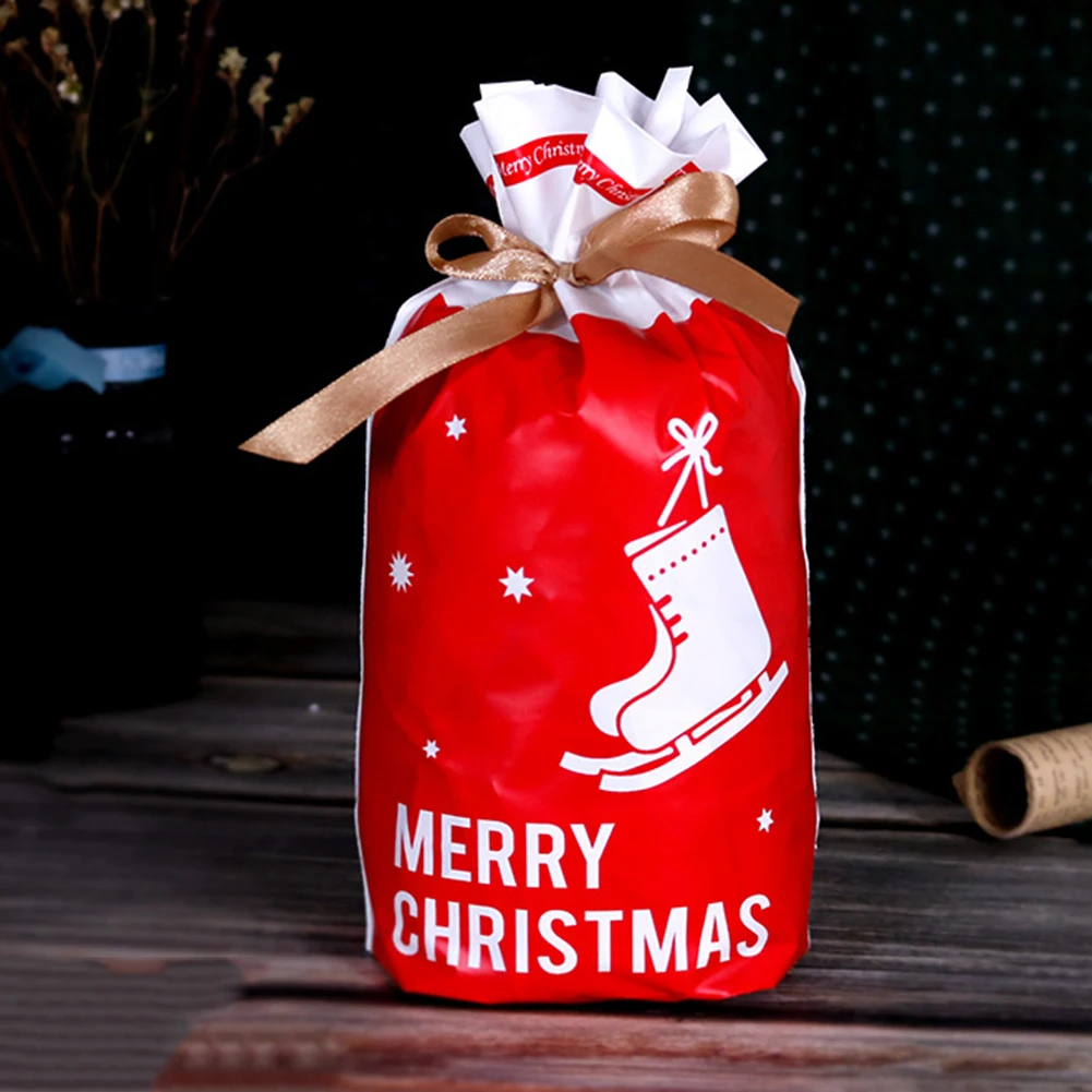 50Pcs Christmas Candy Cookies Packing Bags New Year Gift Bag Xmas Santa Claus Gift Storage Bag For Christmas Party Decoration