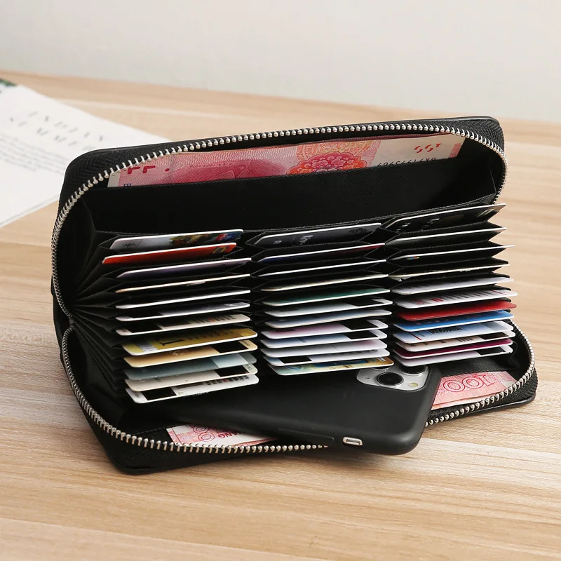 

RFID 36 Credit Cards Bag 2020 New Large Capacity Women Men Wallet Long Pu Leather Quality Zipper Around Card Purse Phone Bag