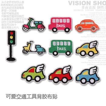 

50pcs/lot Embroidery Patches Letters Signal Lamp Bus Car Motorcycle Clothing Decoration Garment Accessories Iron Heat Transfer
