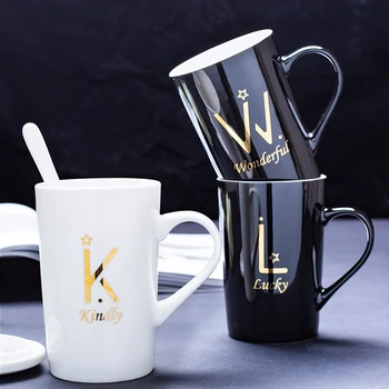 

Simple Porcelain Espresso Cup with Spoon Nordic Eco Friendly High Capacity Ceramic Travel Mug Coffee Canecas Drinkware MM60MKB