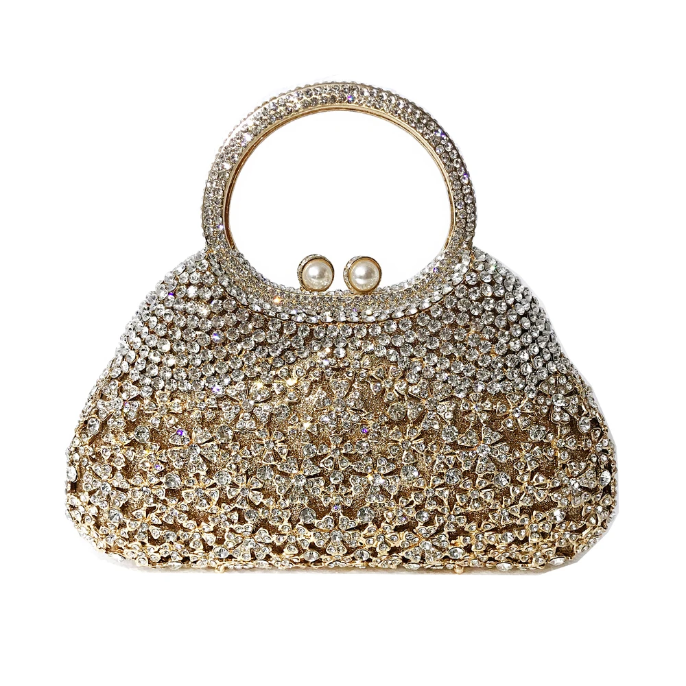Золотой Women's Bags Alloy Evening Bag Crystals / Hollow-out Gold / Fall& Winter - Цвет: Золотой