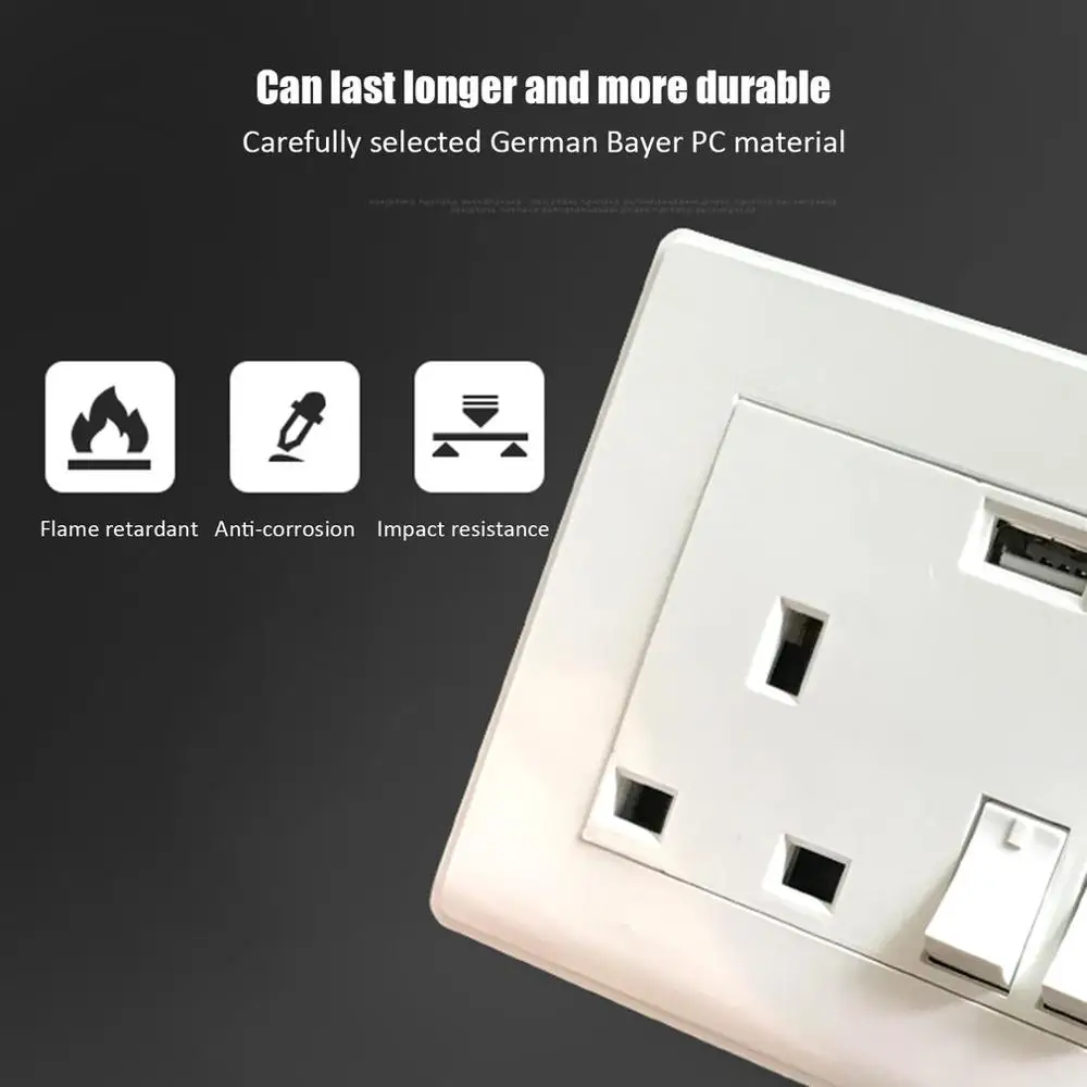 Двойной USB зарядное устройство на стене адаптер настенное зарядное устройство 13 штекер стандарта Великобритании двойная розетка 2 сдвоенная розетка белый