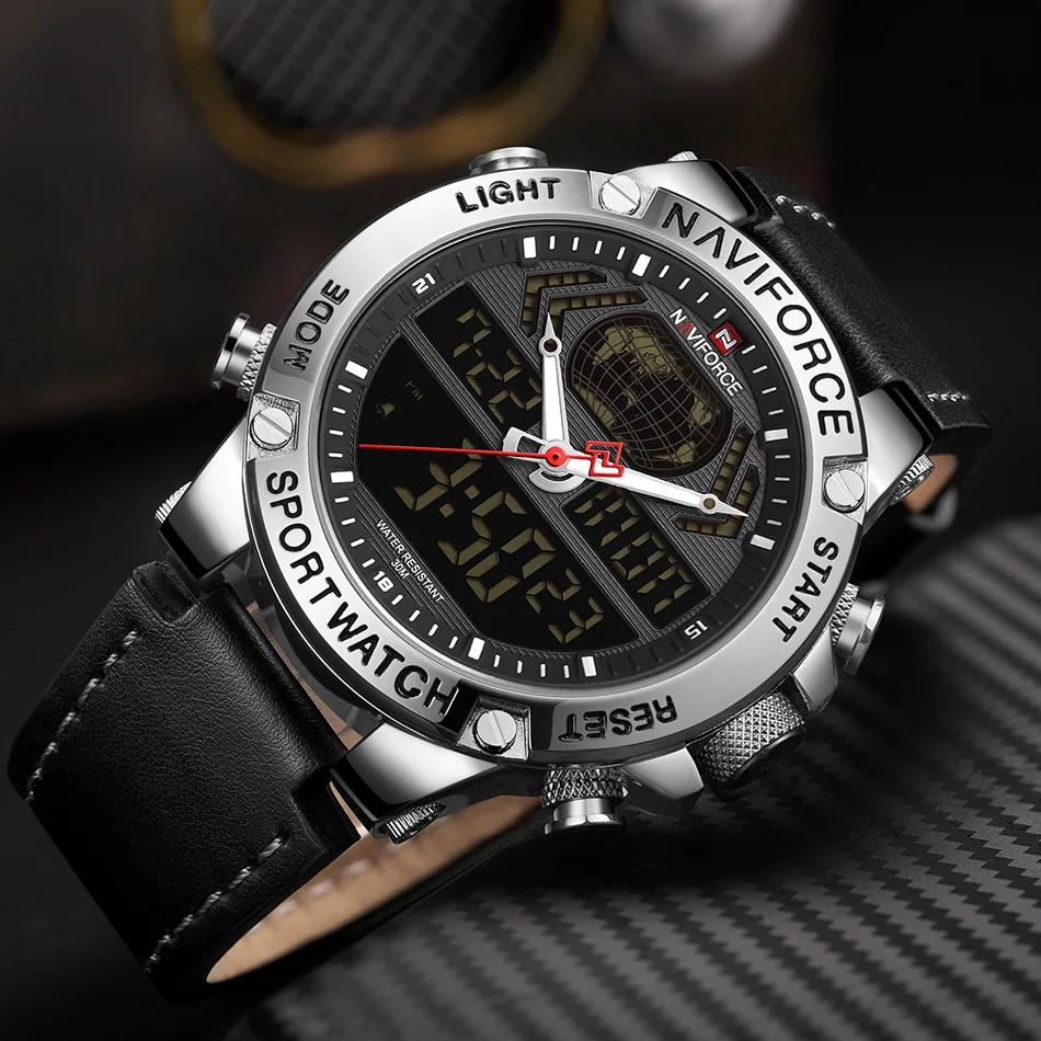 Naviforce мужские часы брендовые роскошные мужские деловые мужские часы с двойным дисплеем мужские наручные часы Мужские часы Лидирующий бренд класса люкс