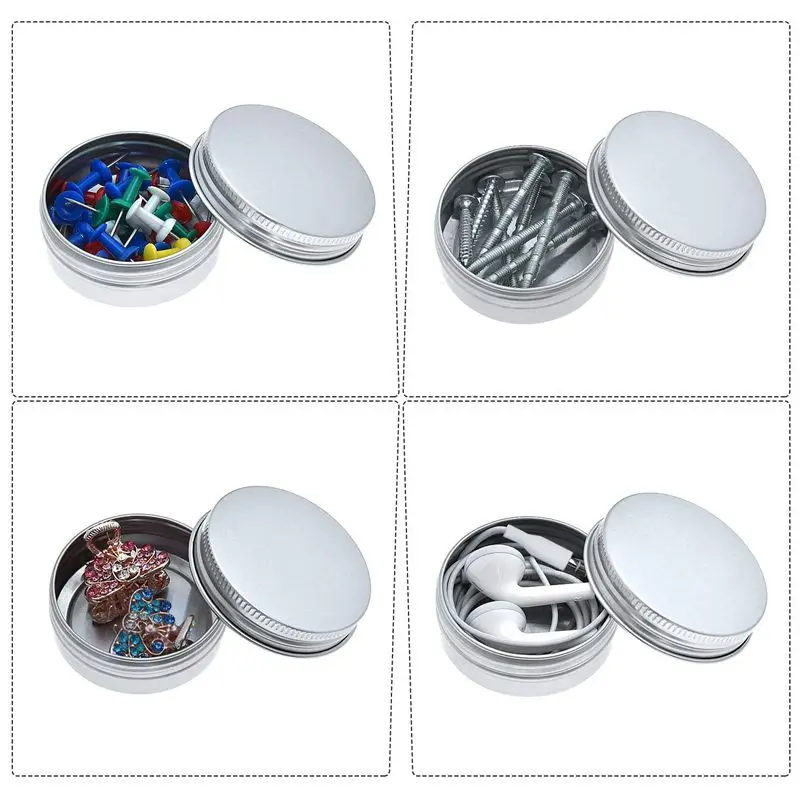 Упаковка из 40 винтовых круглых алюминиевых банок-алюминиевая винтовая крышка круглый жестяной контейнер бутылка
