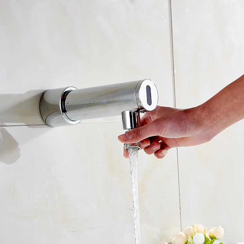 US $51.25 MTTUZK Wall Mounted DC6V Battery Power Integrated Type Automatic Sensor Faucet Bathroom Wash Basin Touchless Infrared Faucet