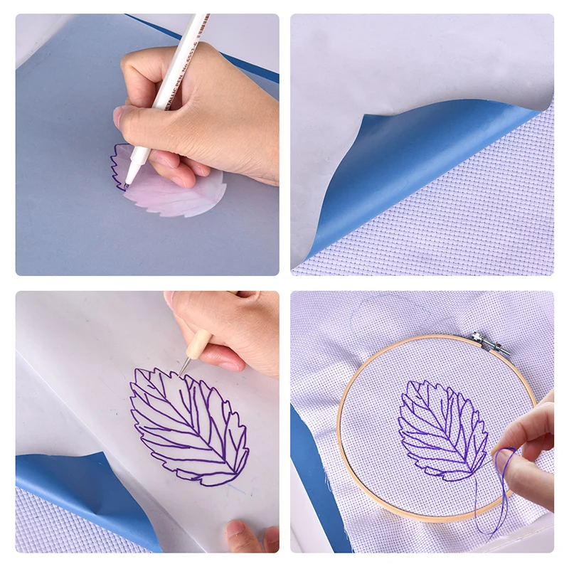 10PCS Handmade Embroidery Transfer Paper With Iron Pen Kit For Craft-Carbon Water-Soluble Tracing Paper DIY Sewing Tools