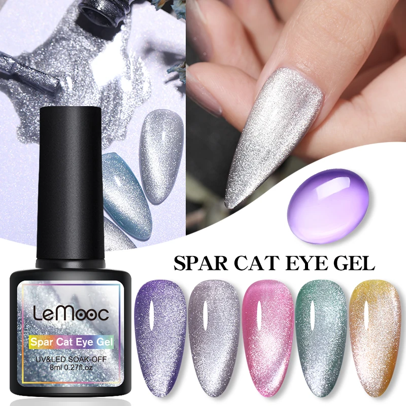 LEMOOC 8ML Spar Cat Eye Hybrid Varnishes Gel Nail Polish Set For Manicures Chameleon Jelly Color Gel UV Base Top Coat|Nail Gel| - AliExpress