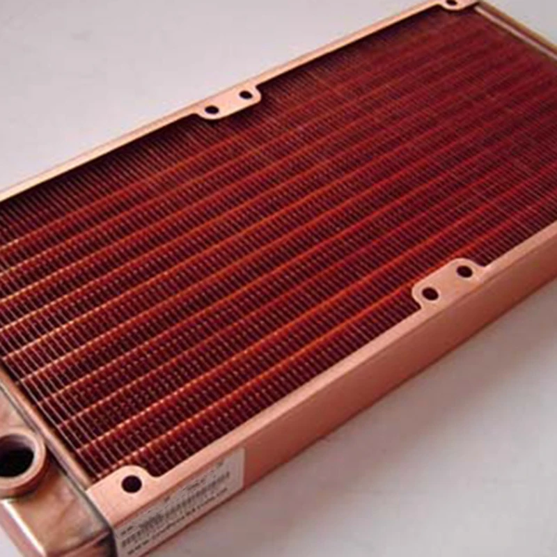 G1/4 Inch 240mm Full Purple Copper Radiator Water Cooling Radiator Suitable Computer Water Cooling Heatsink Fit for 120mm Fans 2