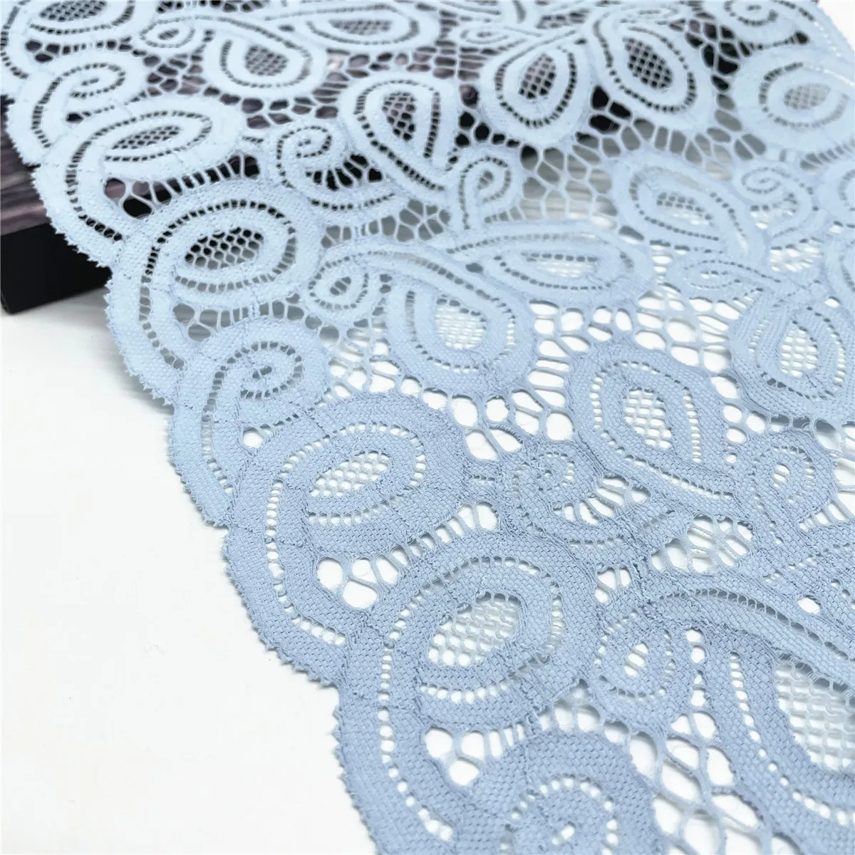 3M/lot Width 9 inch 23cm Sky Blue Elastic Stretch Lace 2