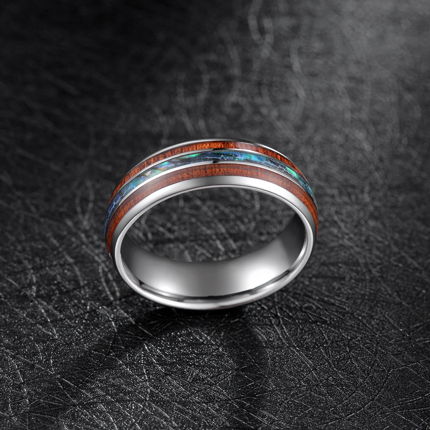 TIGRADE 8 мм кольца из карбида вольфрама Abalone Shell обручальные кольца купол тройной рифленый опал для мужчин удобная посадка размер от 5 до 15