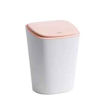 

Simple Trash Can Creative Press Tilt Living Room Kitchen Large Capacity Garbage Storage Bin Covered Paper Basket