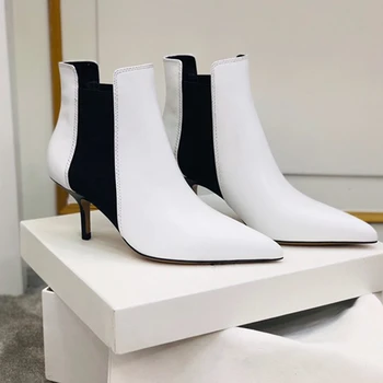 

Geniune Leather Women White Ankle Boots Motorcycle Boots Female Autumn Winter Shoes Woman Punk Motorcycle Boots Shoes Women 40
