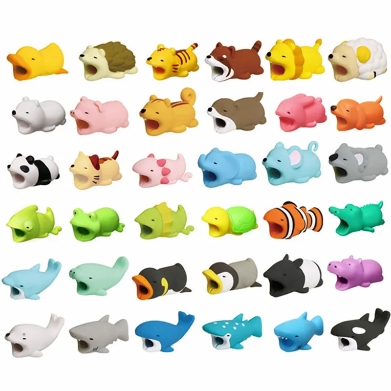 Милый мультяшный зарядный кабель защита от укуса для iPhone Android маленький