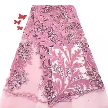 

new Velvet Lace Fabric For Dress Latest Nigerian French Tulle Lace 2019 High Quality African Lace Fabric
