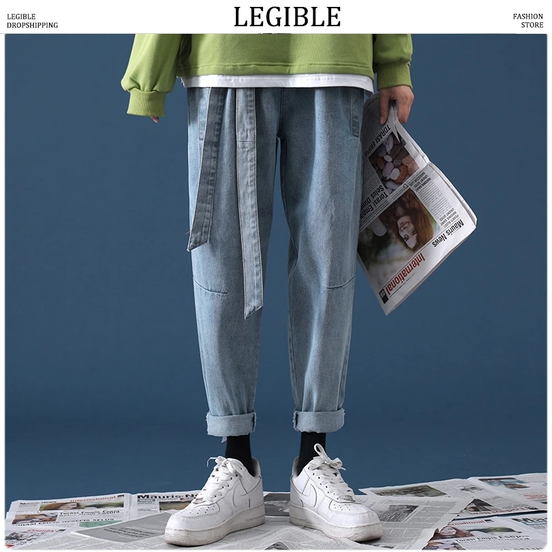 Legible Men Women Korean Fashion Denim Pant Mens Hip Hop Straight Solid Jeans Male Oversize Loose Autumn Jeans Clothes