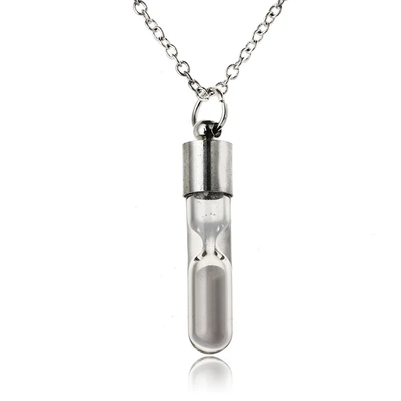 

Time Hourglass Crystal Drift Bottle Pendant Necklace Women Luminous Quicksand Timer Wishing Bottle Collares Necklace Jewelry