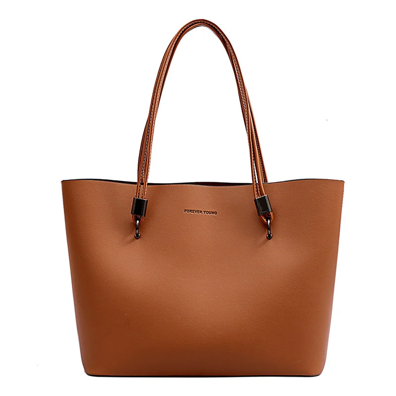 Новая модная женская сумка, Вместительная женская сумка-тоут, кожаная Высококачественная женская сумка на плечо, роскошные сумки-мессенджеры для женщин - Цвет: brown