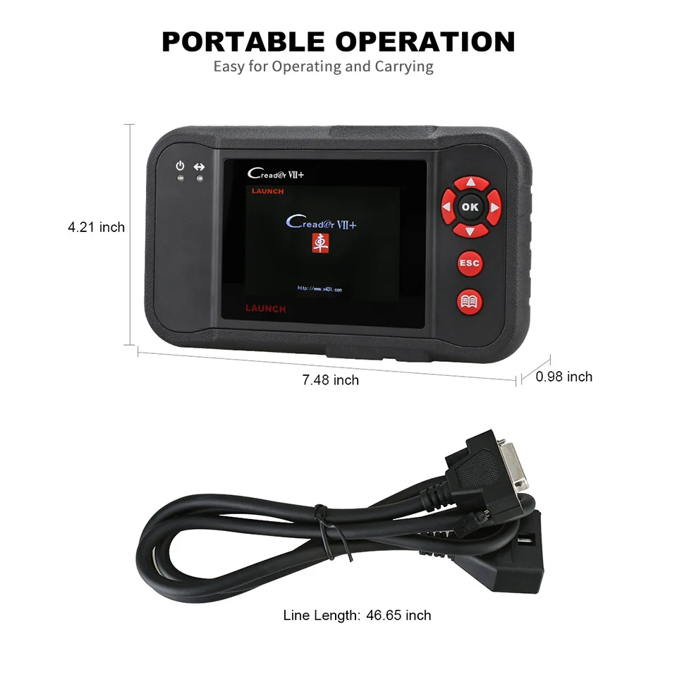 Launch Creader VII+ Автомобильный сканер неисправности OBD2 Автосканер код ридер OBD Двигатель Трансмиссия ABS SRS диагностический инструмент
