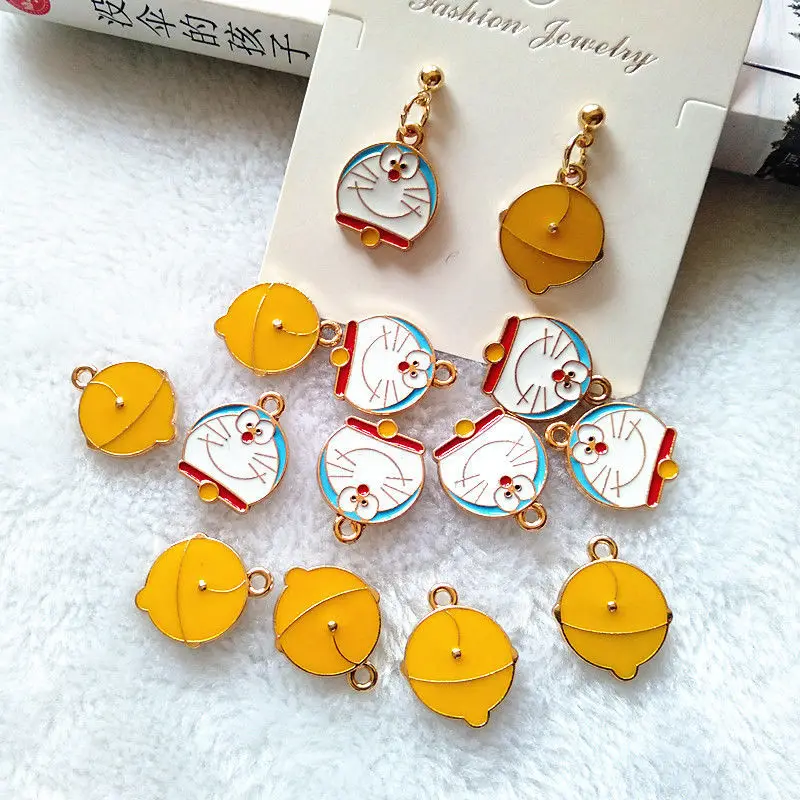 

10pcs Alloy Dripping Oil Cartoon Cat Pendant Earring Charm DIY Handmade Charm Accessory Keychain Necklace Charm