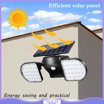 

56 LED Solar Lights Adjustable Double Heads Waterproof Spotlight Security Light Outdoor Lights Motion Sensor ABS Solar Powered
