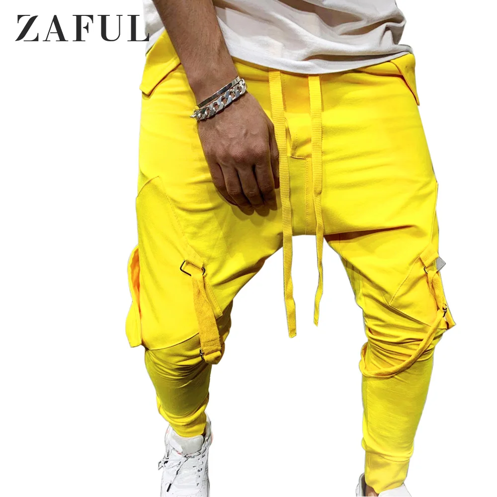 ZAFUL/спортивные длинные штаны для бега с ленточками и карманами на шнурке; длинные штаны на плоской подошве с эластичной резинкой на талии; повседневные брюки; сезон осень;