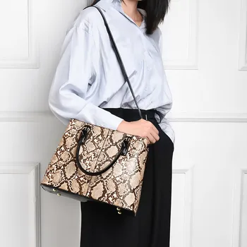 

Brand New 2020 Fashion2Pcs Fashion Casual Large Capacity Serpentine Single Should Bags Handbag+Wallet#103