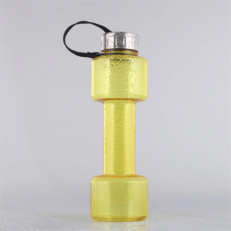 Yellow OBR 750ml Dumbbell Sports Water Bottle Whey Protein Powder Shaker Bottle Multi-functional Leakproof Drink Bottle With Rope - Цвет: Yellow