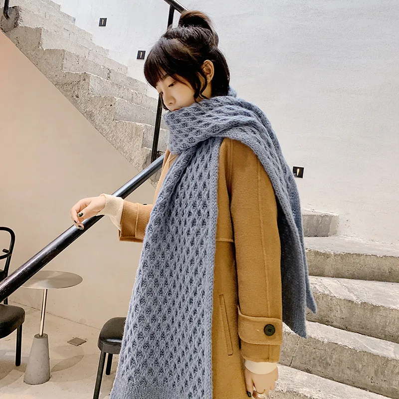 Женская мохеровая шаль с рисунком ананаса осенне-зимний теплый длинный мягкий