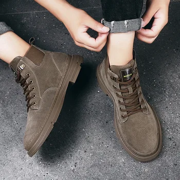 

leather high help boots male han edition of new fund of 2020 autumn winters is recreational jinjiang tooling boots male